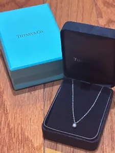 Tiffany & Co Platinum Solitaire Diamond Necklace .22 Carat Weight - Picture 1 of 8