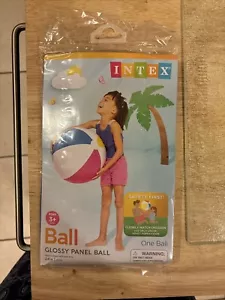 New Inflatable INTEX 24 Inches Multicolor Glossy Summer Pool Beach Ball Age 3+ - Picture 1 of 2