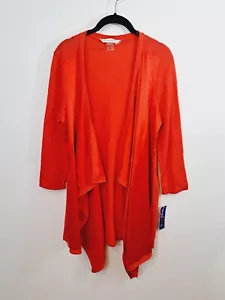 Peter Nygard New! Women's Orange Open Front Satin Panel Cardigan Size Medium - Picture 1 of 5