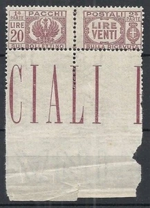 1946 LUOGOTENENZA PACCHI POSTALI 20 LIRE LUSSO MNH ** - RR10734-2 - Picture 1 of 1