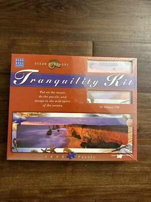 Kit de tranquilidade Blue Opal Ocean Symphony 1000 peças quebra-cabeça com CD 40”x13” novo - Imagem 1 de 2