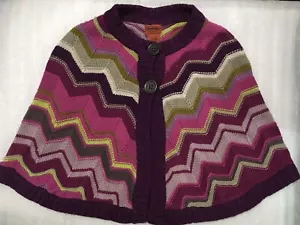 Missoni for Target Girls Shoulder Wool Cape Poncho Kids M Purple Chevron Zig Zag - Picture 1 of 8
