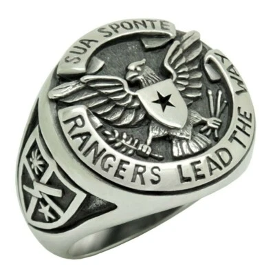 Anillo para hombre Rangers de plata esterlina 925 del ejército de Estados Unidos Sua Sponte Foto 1 de 4