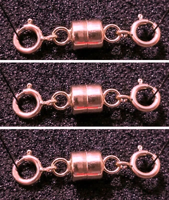 (3) 4.5mm TINY 14k Rose GOLD FILLED MAGNETIC CLASP Extender DOUBLE 5mm Spring - Image 1 of 4