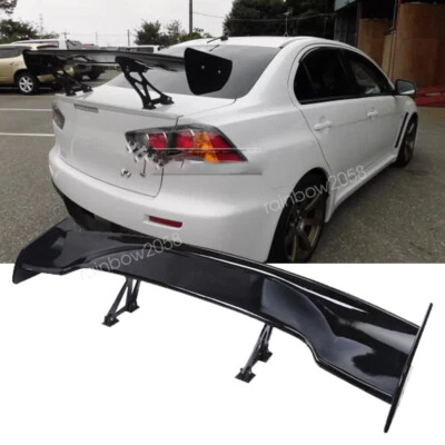 For Mitsubishi Lancer EVO 46" High Stand Rear Trunk Spoiler GT Wing Gloss Black - Image 1 of 4