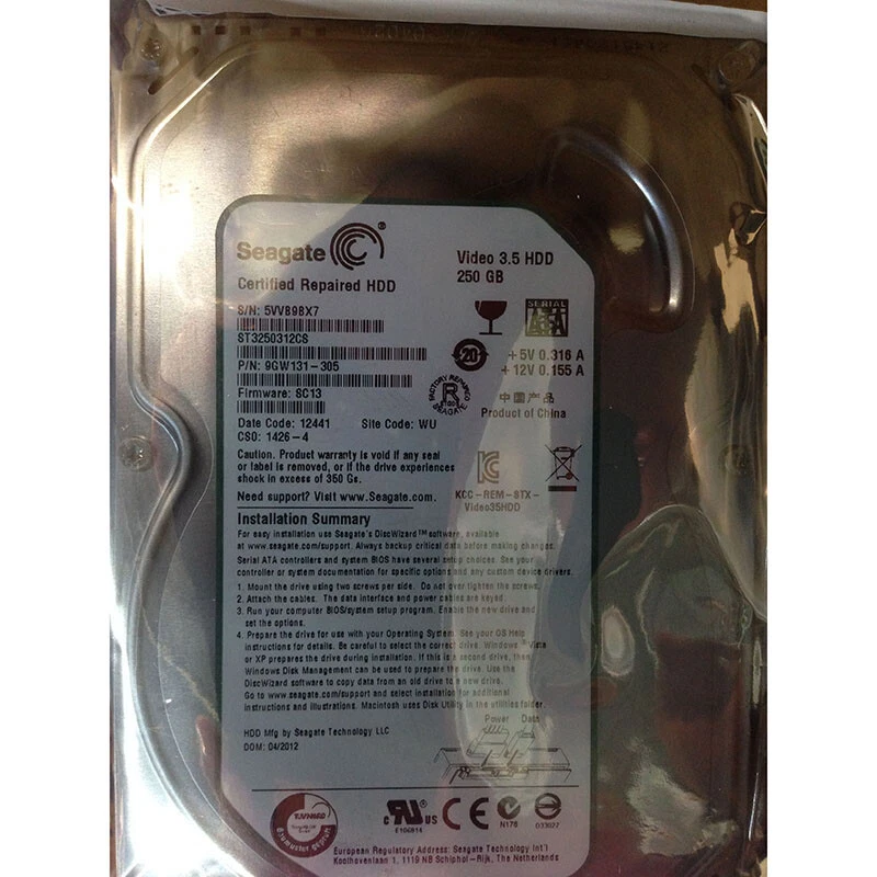 9GW131-305 - Seagate 250GB 5900 RPM SATA 3.5" HDD manufacture refurbished - Image 1 of 1