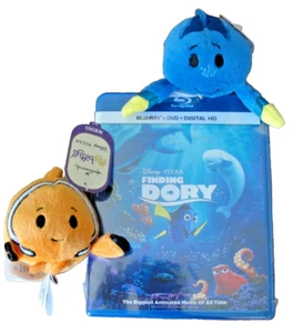 Disney FINDING DORY Blu-ray 2-Disc Set With Itty Bittys DORY & NEMO Plush Toys - Picture 1 of 5