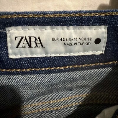 Zara High Waist Rise Straight Leg Slit Pocket Jeans Sz 10 - Image 1 of 4