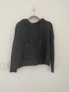 Brandy Melville Women's Gray Cropped Distressed Hem Long Sleeve Hoodie Size OS - Picture 1 of 5