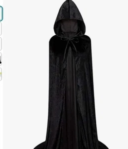 Unisex Full Length Hooded Robe Cloak Long Velvet Cape Cosplay Costume halloween - Picture 1 of 2