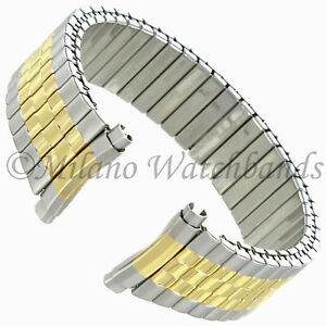 16-20mm Hadley Roma Gold Stainless Two Tone Twist-O-Flex Curved Mens Band 7347