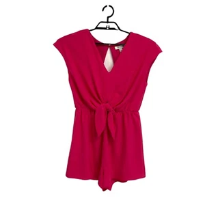 She + Sky Women's Short Sleeve Hot Pink Open Back Romper Size L - Picture 1 of 10