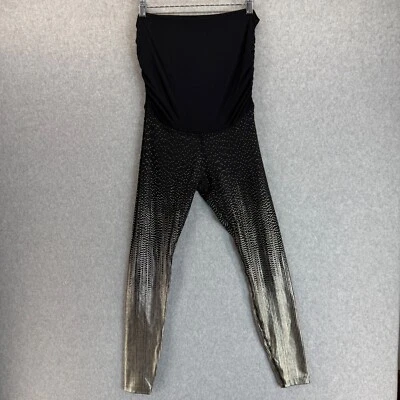 Beyond Yoga Metallic Black Silver Foil Ombre Dot Maternity Leggings Size Large - Image 1 of 4