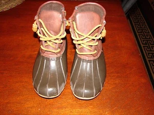 Girls Size 1 (One)  Sperry Brown Saltwater Boot Waterproof & Lined Boots Nice! - Picture 1 of 10