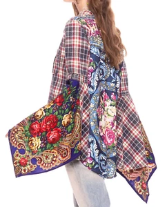 Anthropologie ARATTA Statement Top kariert Blumen Bohemian Gr. S - Bild 1 von 8