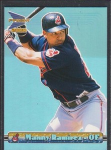 2000 PACIFIC PRISM HOLOGRAPHIC BLUE HOLO BLANK SERL PROOF #44 MANNY RAMIREZ 1/1