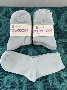 8 Pairs Women's Grayish Blue Color”World”Ankle 80% Cotton Socks - Picture 1 of 3