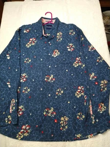 TOMMY BAHAMA - LANGARM - BLAU SEIDE BAUMWOLLMISCHUNG - GEKNÖPFTES HEMD - GRÖSSE 2XL - Bild 1 von 19