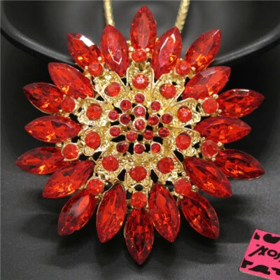 Nuevo Moda Dama Precioso Collar Cadena Colgante Cristal Girasol Rojo Mujeres Foto 1 de 3