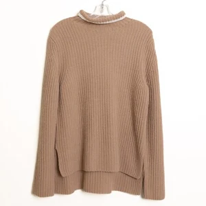 Theory Karenia Turtleneck Wool Cashmere Hi Low Sweater Size Small Beige NWT $445 - Picture 1 of 14