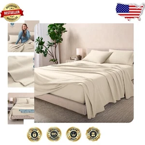 Sustainable Queen Flannel Sheet Set - 4-Piece, Hypoallergenic, Velvety Soft - Picture 1 of 11