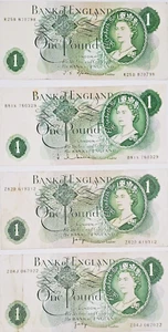 GREAT BRITAIN 4 X 1 Pound 1960 England QEII Banknotes - Picture 1 of 4