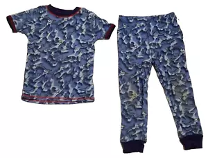 Duck Goose Sleep 3T Blue Camouflage Dinosaur Boys Short Sleeve Pajama Set Cotton - Picture 1 of 5