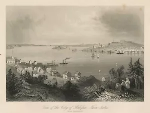 Engraving "View of the City of Halifax, Nova Scotia" (Canada) Bartlett, 1842 - Picture 1 of 3