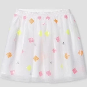 New Cat & Jack  White Spring Tulle UV Calibrated Skirt Shiny Sequin Shapes XL - Picture 1 of 2