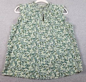 Old Navy Top Womens Small S Multicolor Floral Smocked Keyhole Neck Spring Whimsy - Picture 1 of 13