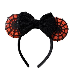  Maus Ohren Halloween Haarreif Pailletten Spinnennetz Design und Schleife Minnie  - Bild 1 von 3