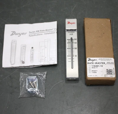 Dwyer Rate Master Flowmeter RMA-11,1/8 英寸 NPT,100 psi,30 至 200 cc/min,4% Acc. — 第 1/4 张图片