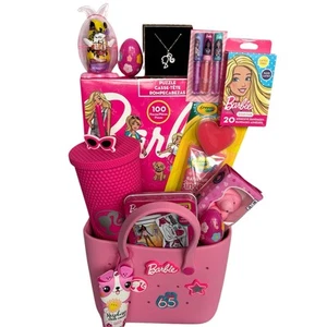 Pink Barbie Gift Set, Girls Easter Bag, Bath & Body Works, Tumbler, Necklace - Picture 1 of 2
