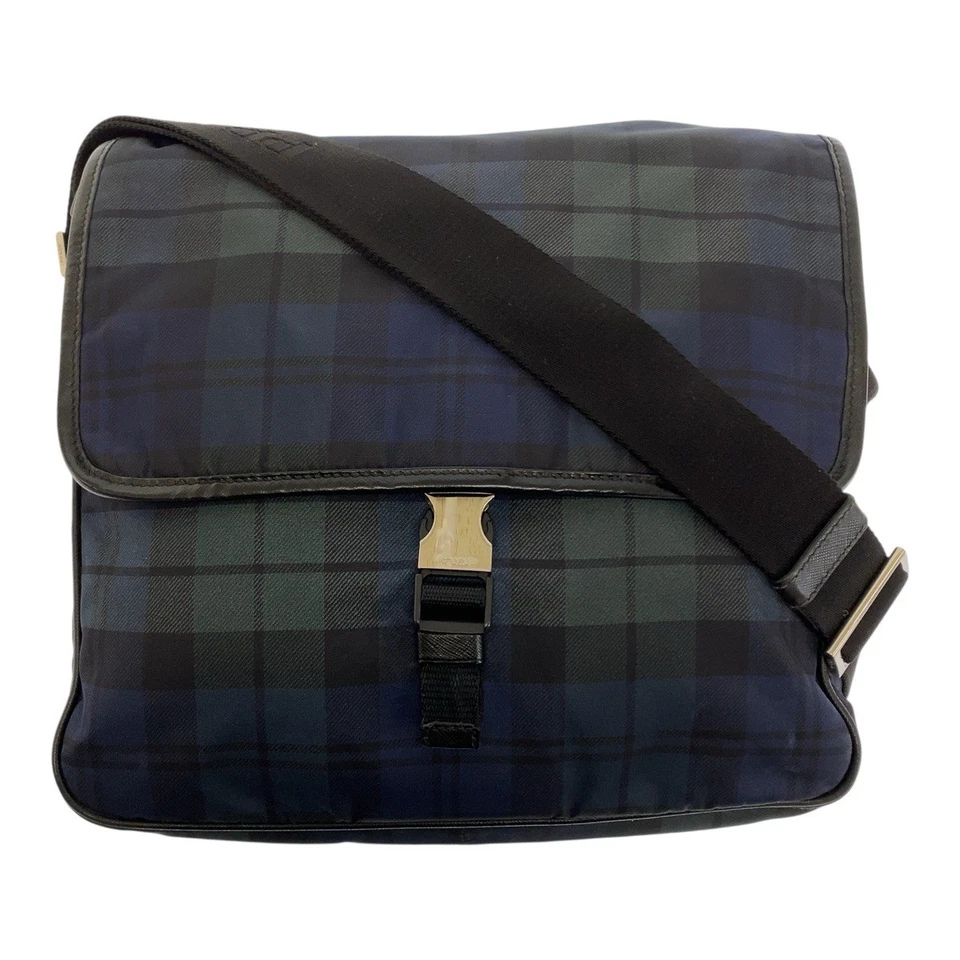 PRADA Tessuto Triangle with logo Shoulder Bag Green Blue Black SilverHardware - Image 1 of 4