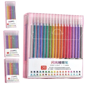 1Set Glitter Gel Pens Colored Gel Pens For Coloring Books Drawing Book Pens - Bild 1 von 13