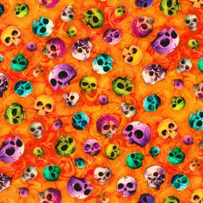 Robert Kaufman - Bright Frights - Skulls - Ember, tela por comprar Foto 1 de 4