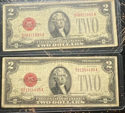 1928 TWO Dollar Bills Circulated Own A Peace Of History - Image 1 of 4