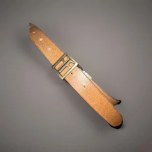 FRYE Metal LOGO Buckle Brown Leather Reversible Belt Women’s DC859C Med - Picture 1 of 8