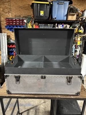 Vintage Military Aluminum Metal Footlocker Trunk With Tray - Image 1 of 4