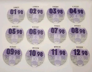 12 X 1998 MIXED MANUFACTURER'S Full Year Car Original Stamped Old Road Tax Discs - Picture 1 of 13