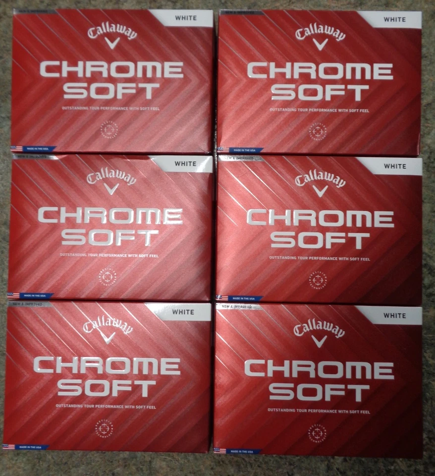 NUEVO SEIS (6) DOCENAS (72 PELOTAS) PELOTAS DE GOLF SUAVES CROMADAS CALLAWAY, SIN LOGOTIPOS, BLANCAS Foto 1 de 1