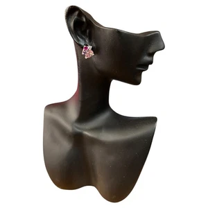 orecchini lobo donna argento 925 anallergico rodiato goccia rosa viola bianco - Foto 1 di 3