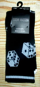 MENS STEVE MADDEN DICE BLACK CREW SOCKS (SHOE SIZE 6-12.5) - Picture 1 of 1