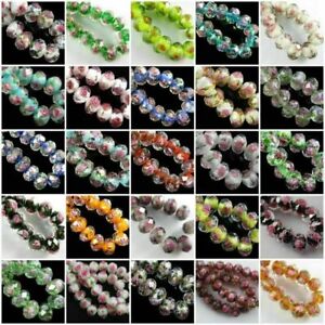 New 12mm Rondelle Faceted Glass Crystal Rose Flower Inside Lampwork Beads Spacer