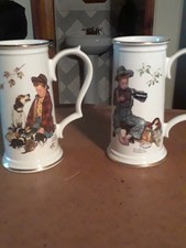 Norman Rockwell Annual Collection Stein by Gorham. Set Of 2. In Box. 4 Season Se