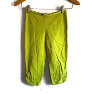 L.L. Bean Girls Lime Green Neon Capri Elastic Stretch Leggings Pants Size 10 - Picture 1 of 3