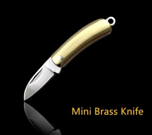 Mini cuchillo plegable portátil de latón llavero cuchillo de bolsillo hoja de acero - Imagen 1 de 6