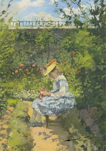 Cartolina: Pissarro - Giovanna seduta in giardino - Foto 1 di 1
