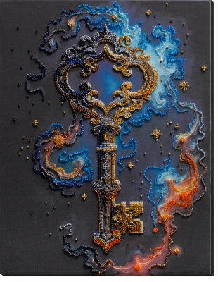 DIY Bead Embroidery Needlepoint Kit "The key to happines" Stitching Handmade - Image 1 of 4