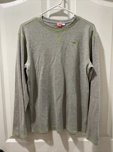 Puma Shirt Youth Boys Gray Athletic Long Sleeve Thermal Mens Crew Neck Size XL - Picture 1 of 3